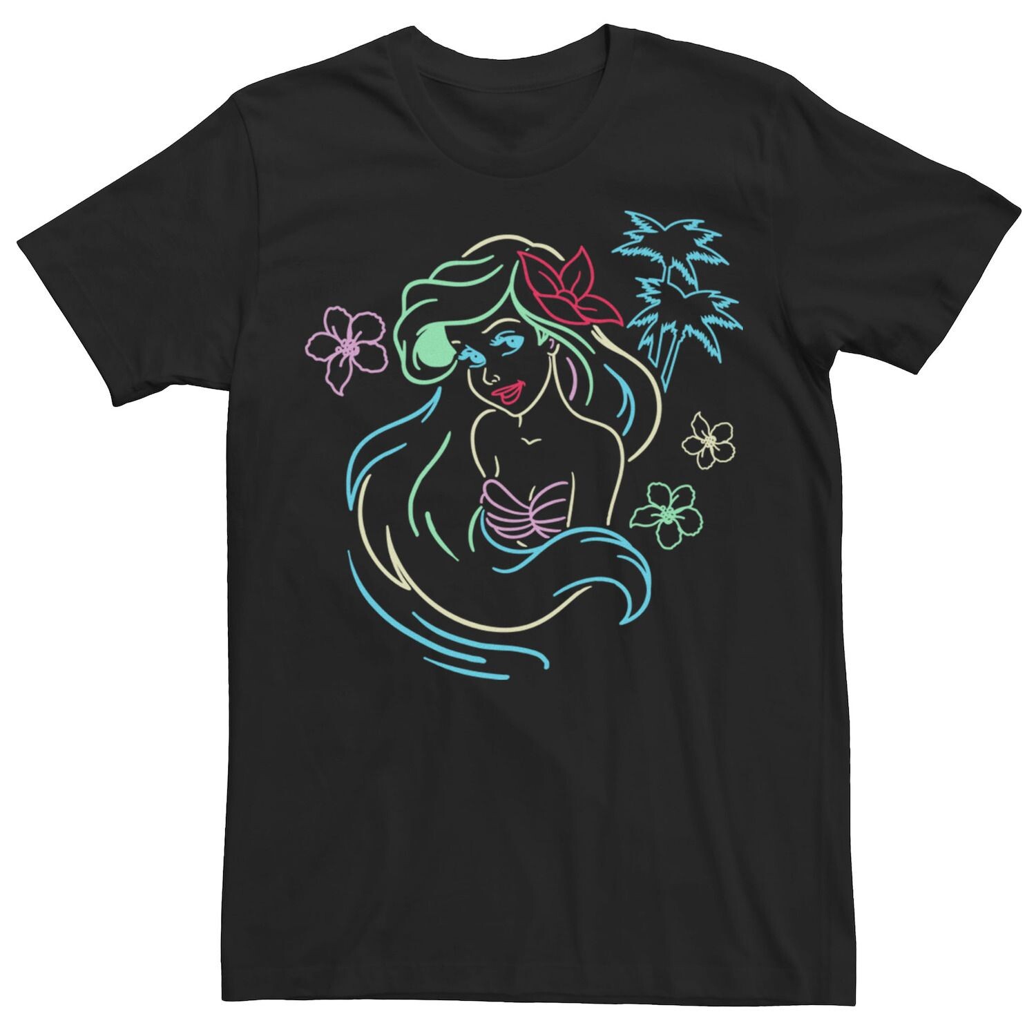 

Мужская футболка с рисунком Ariel Neon Lights 's The Little Mermaid Disney