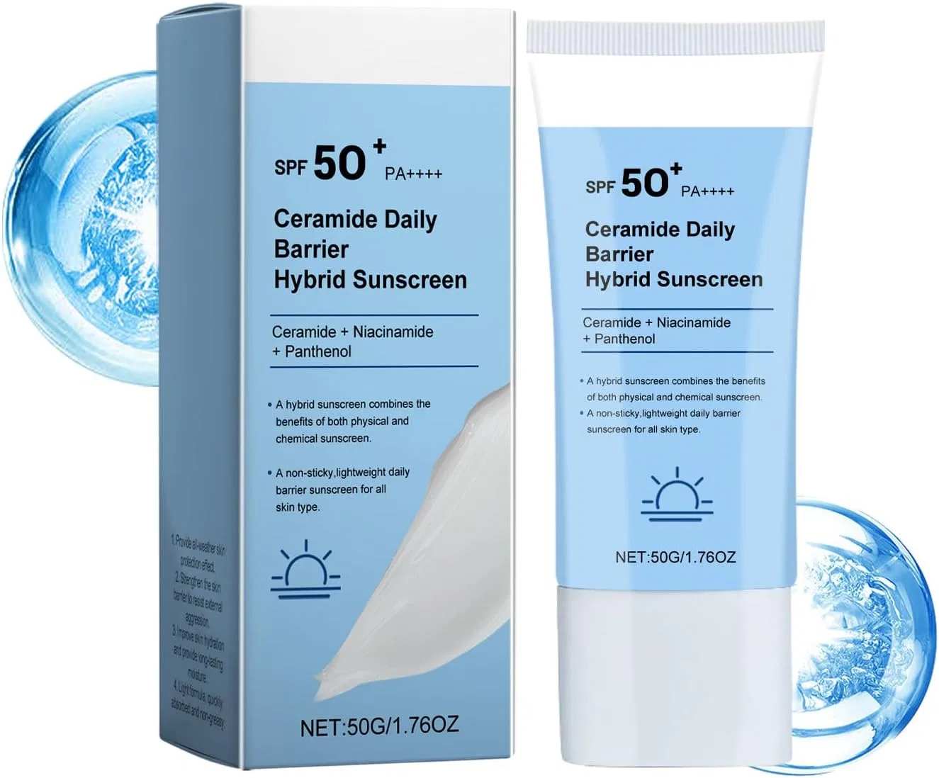 Солнцезащитный лосьон для лица Sangel Sun 50+ увлажняющий, голубой, 82 г Generic — фото 2