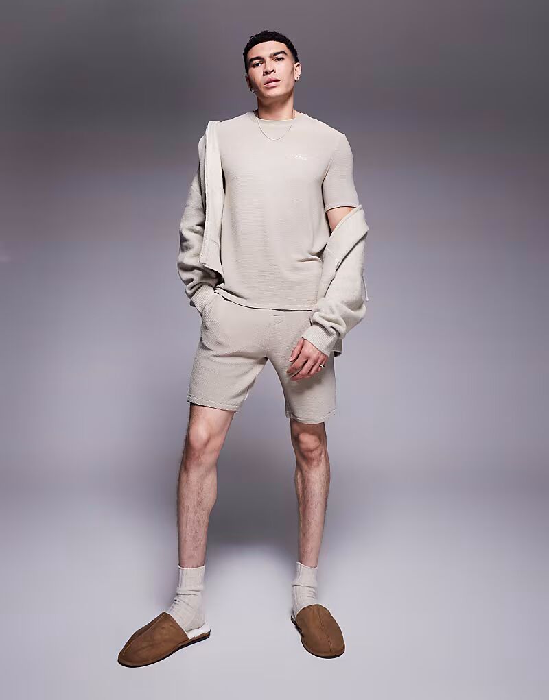 

Шорты Rib с логотипом светло-бежевого цвета Boss Bodywear