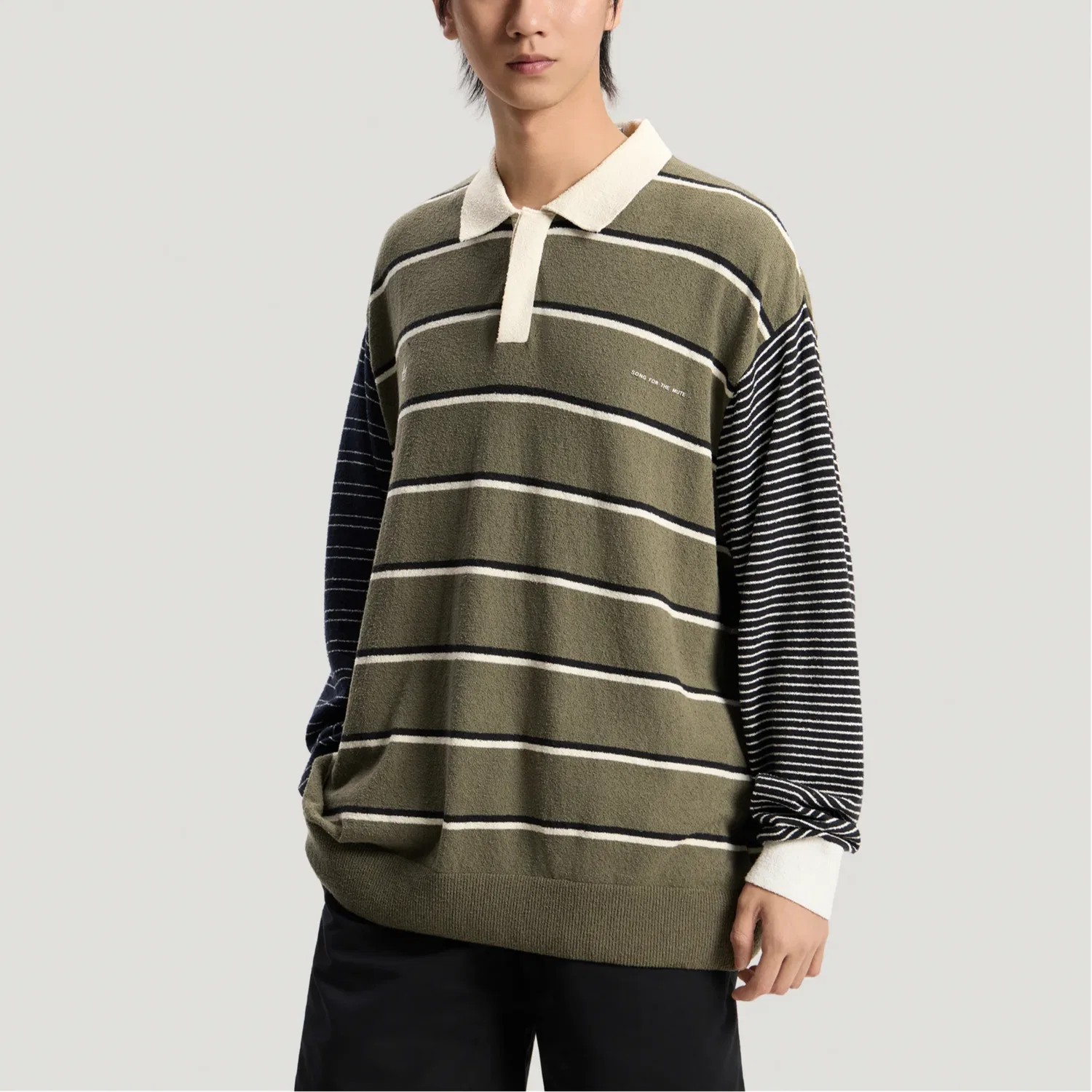 Поло Adidas Originals x SONG FOR THE MUTE SFTM 007 Unisex оливково-зеленый/черный — фото 4