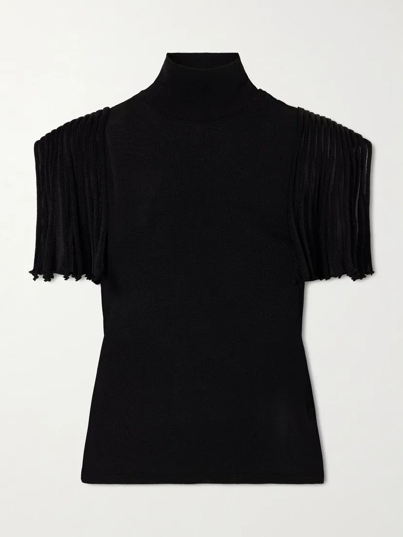 Укороченный трикотажный топ Alaïa, черный