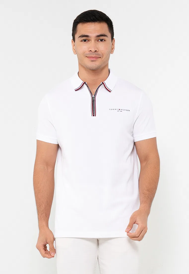 Поло с застежкой-молнией, Regular Fit, мужское Tommy Hilfiger, белый