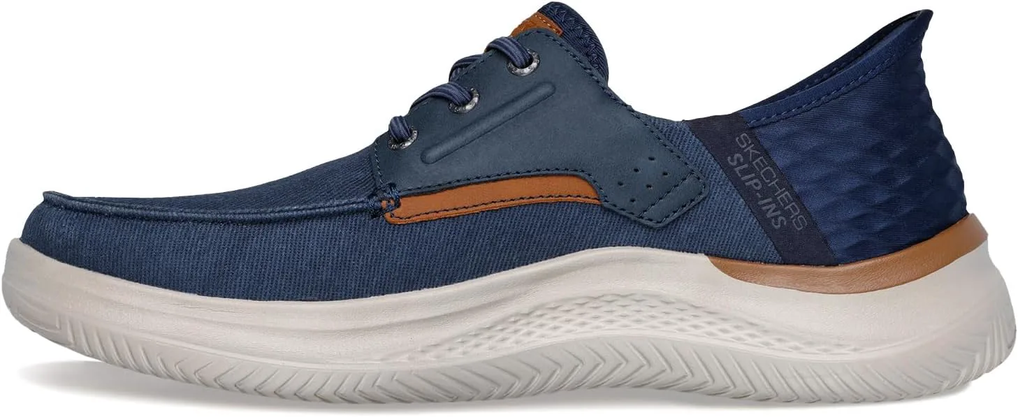 Мужские слипоны Skechers RF: Hasting - Niko с отделкой Moc Toe на шнуровке-банджи, темно-синий — фото 3