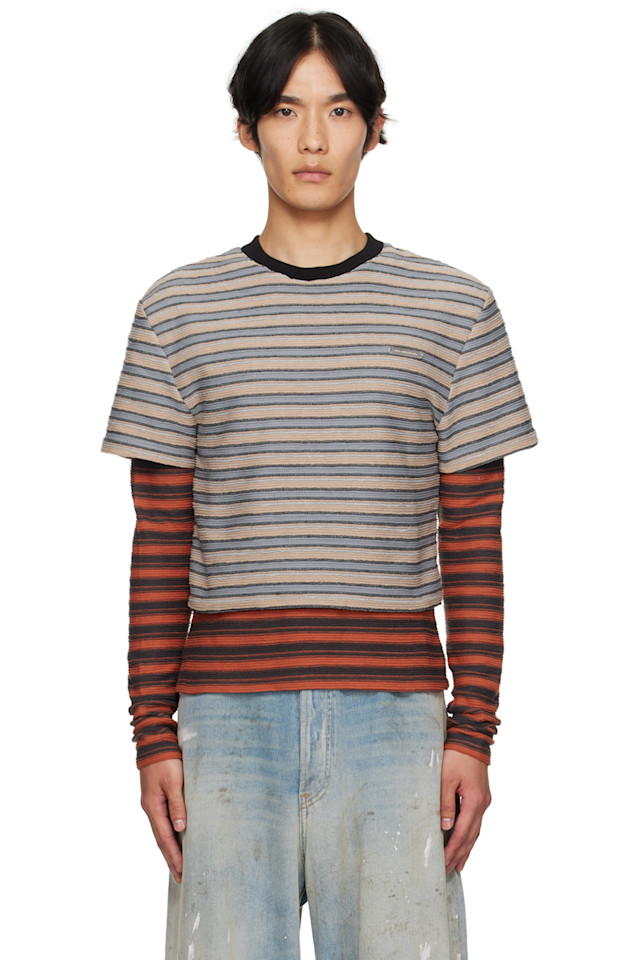 

Andersson Bell Футболка с длинными рукавами в бежево-оранжевую полоску