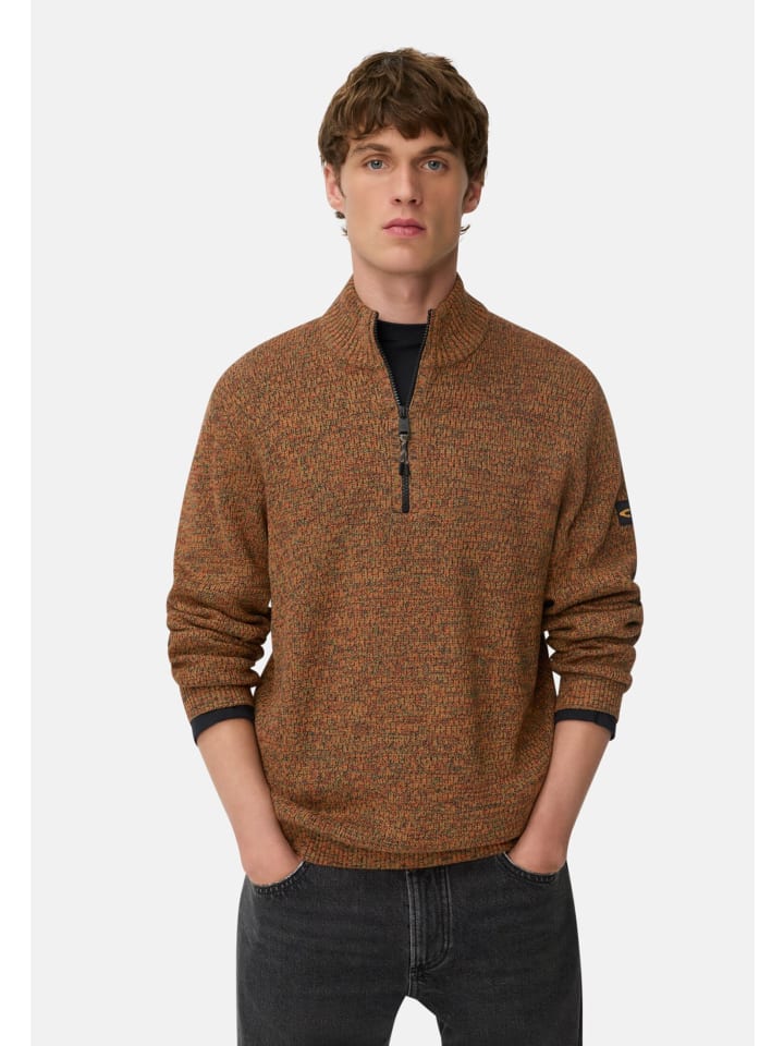 

Camel Active Вязаный пуловер с пятнистой текстурой цвета корицы