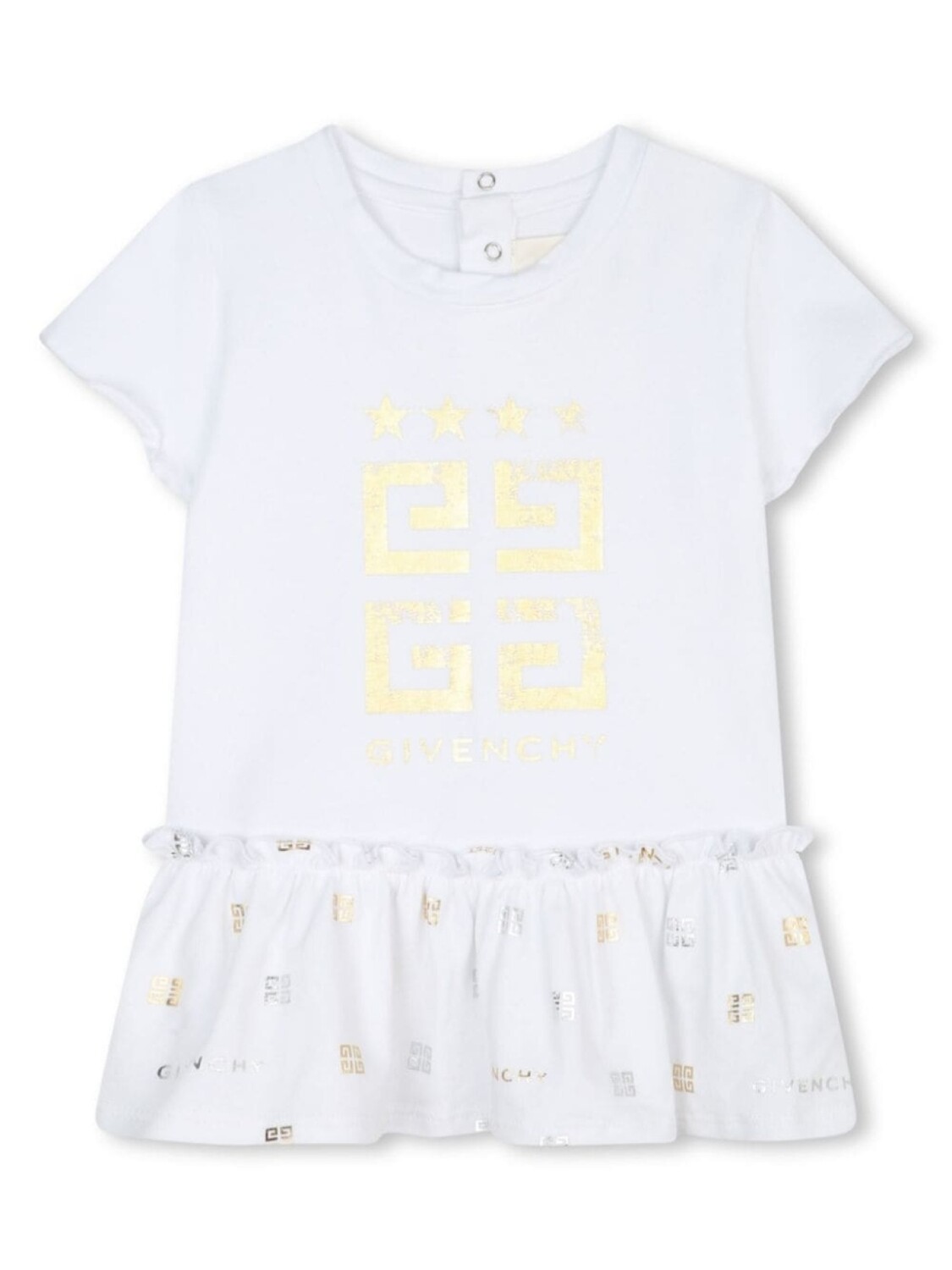 

Givenchy Kids платье-футболка с оборками и логотипом, белый