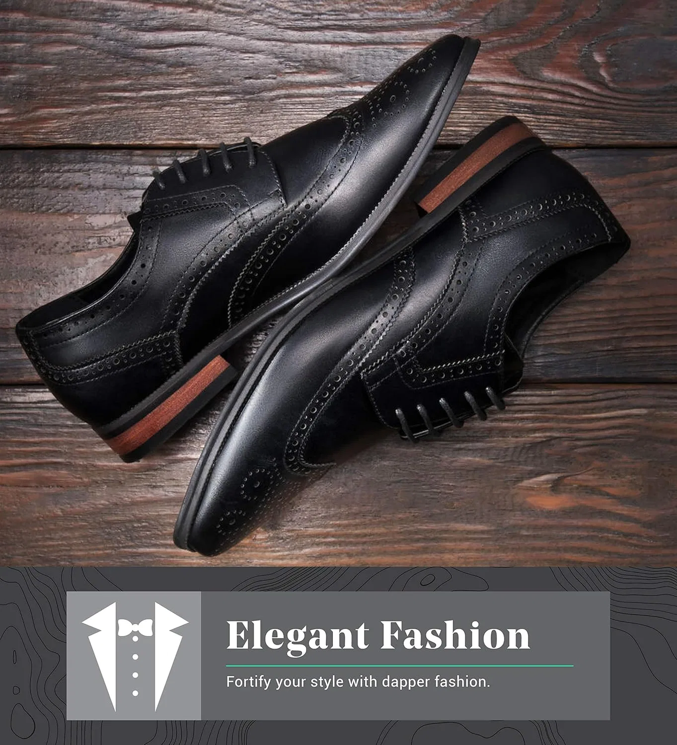Мужские классические туфли-оксфорды Mio Marino Marino Avenue, Onyx Wingtip — фото 2