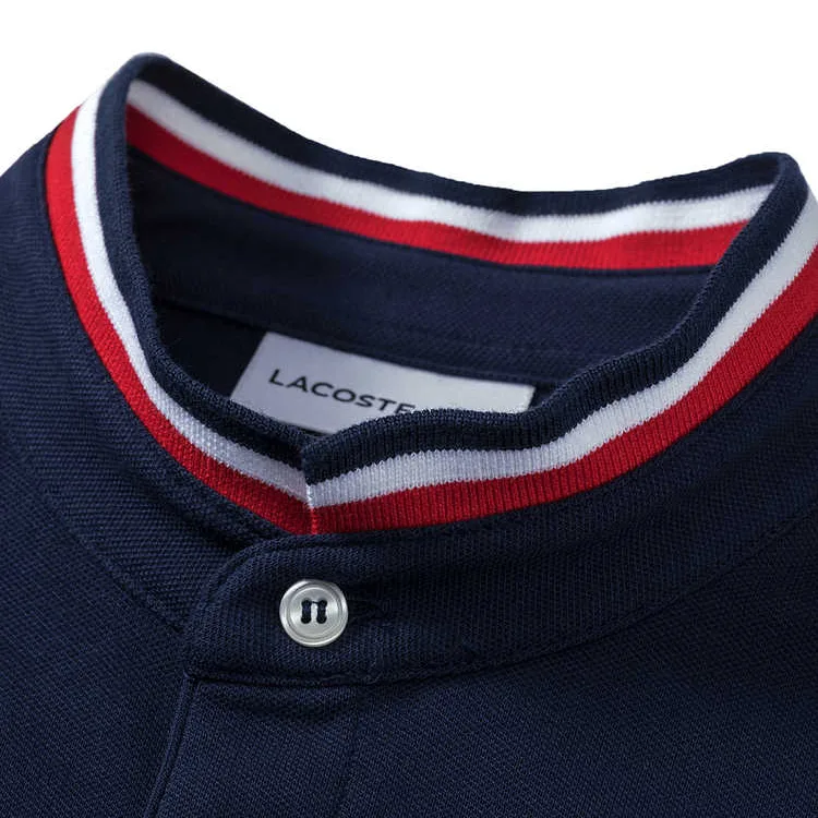 LACOSTE Polo Shirt Men's Navy Blue Polo Collar Moderate Straight Fit — фото 4
