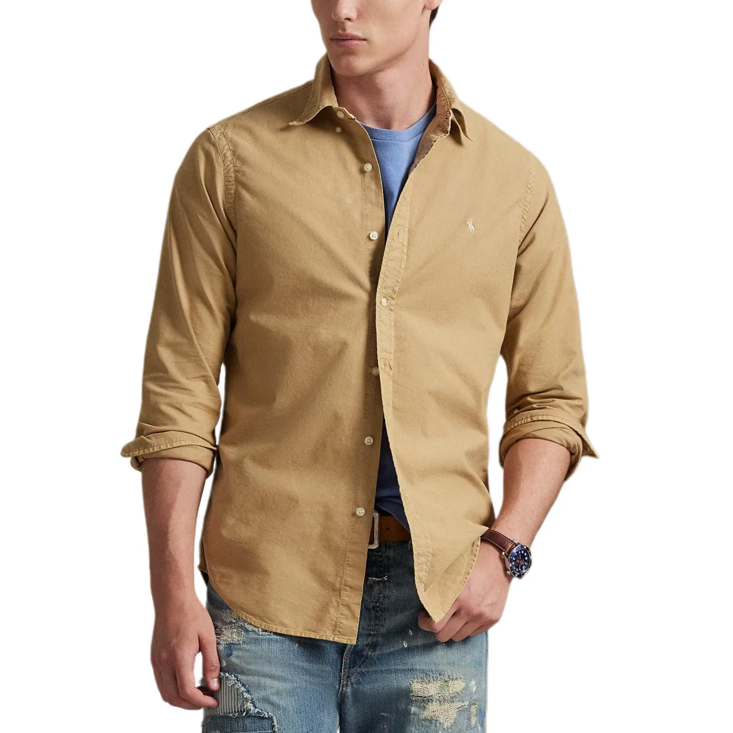 Футболка garment-dyed Polo Ralph Lauren, Khaki — фото 3