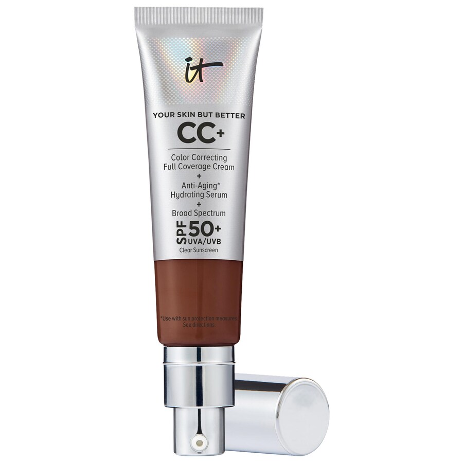 

CC+ кремовая тональная основа с полным покрытием и коррекцией цвета, с SPF 50+ IT Cosmetics, 1.08 oz /32 mL, Deep Bronze