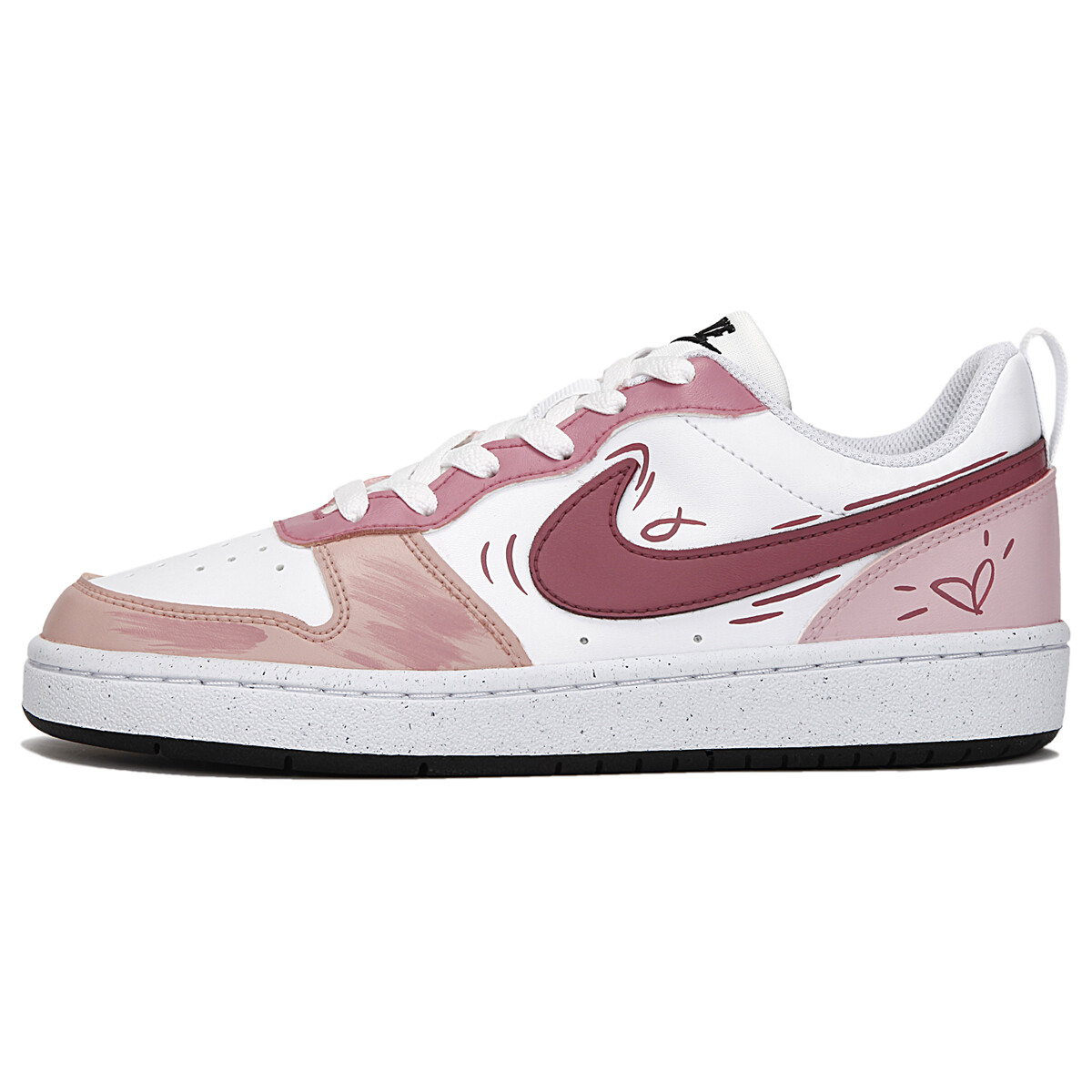 

Кроссовки Nike Court Borough Skateboard Shoes Women's Low-Top Pink/White, Белый, Кроссовки Nike Court Borough Skateboard Shoes Women's Low-Top Pink/White