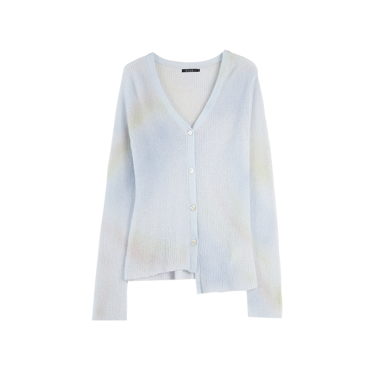 

ELLE Кардиган женский синий цветочный с V-образным вырезом Moderate