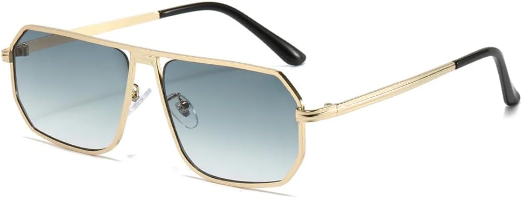 

Классические солнцезащитные очки в крупной оправе для женщин и мужчин, роскошные, винтажные, металлические, в стиле стимпанк, с защитой от УФ-излучения UV400 (золотисто-зеленые) TVTBBVV, Gold Green