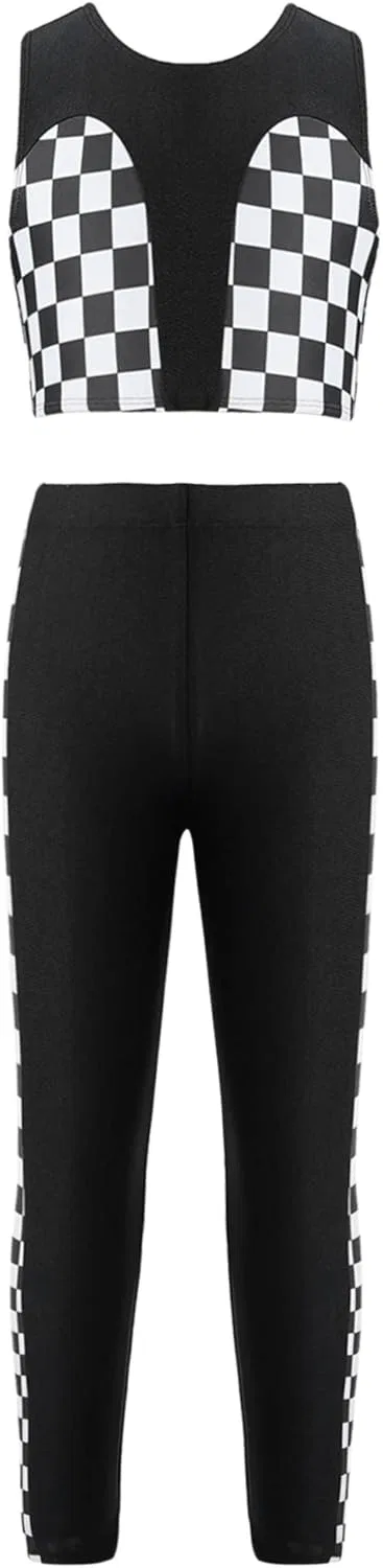 Детский спортивный костюм с принтом Jugaoge, топ и леггинсы, Black