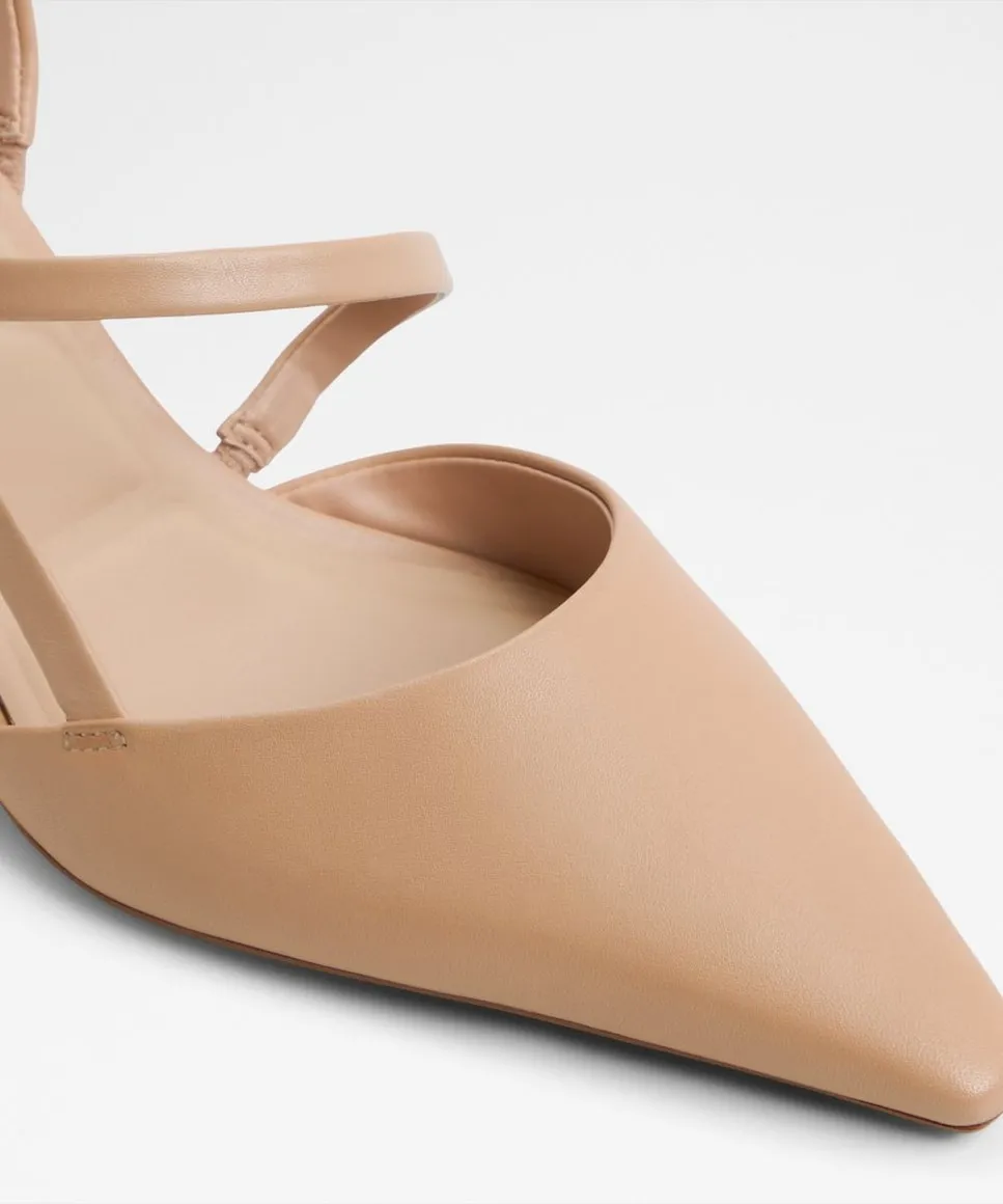 Женские туфли-лодочки из кожи с острым носком Aldo, бежевый — фото 2