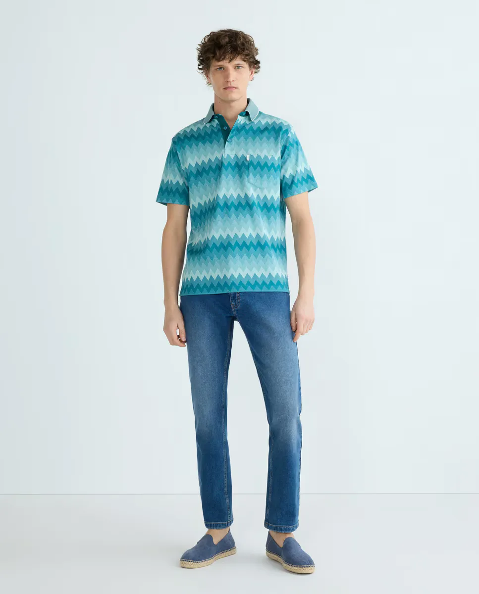 

Мужская рубашка-поло с короткими рукавами из жаккарда и карманом Mirto, зеленый