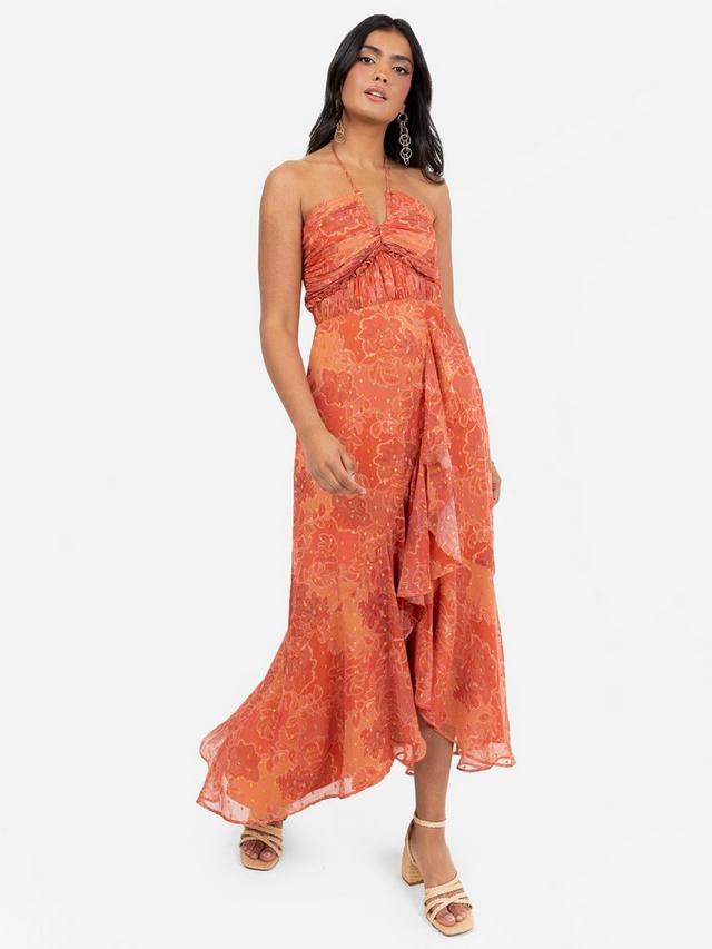 

Ретро платье миди с цветочным принтом Anaya With Love, Rust Chintz Print