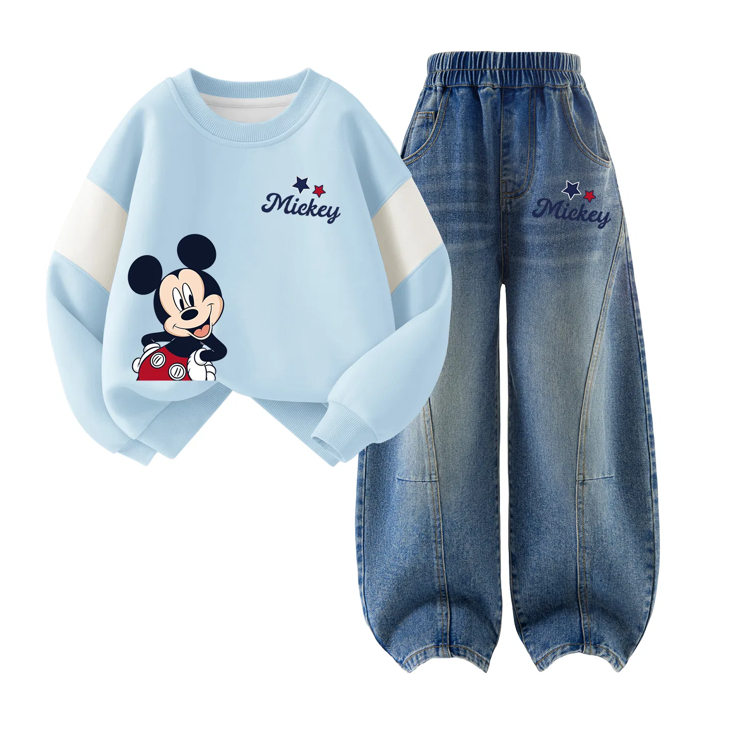 Детская спортивная одежда Casual с круглым вырезом Disney, Di Shining Star K Pudding Blue+Di Shining Star K Denim Blue