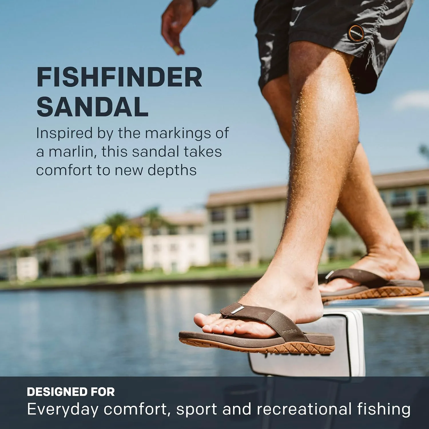 Мужские сандалии Grundens FishFinder | Быстросохнущие, удобные и универсальные мужские шлепанцы с улучшенным сцеплением и полной поддержкой свода стопы для рыбалки и активного отдыха на природе Grundéns, синий — фото 2