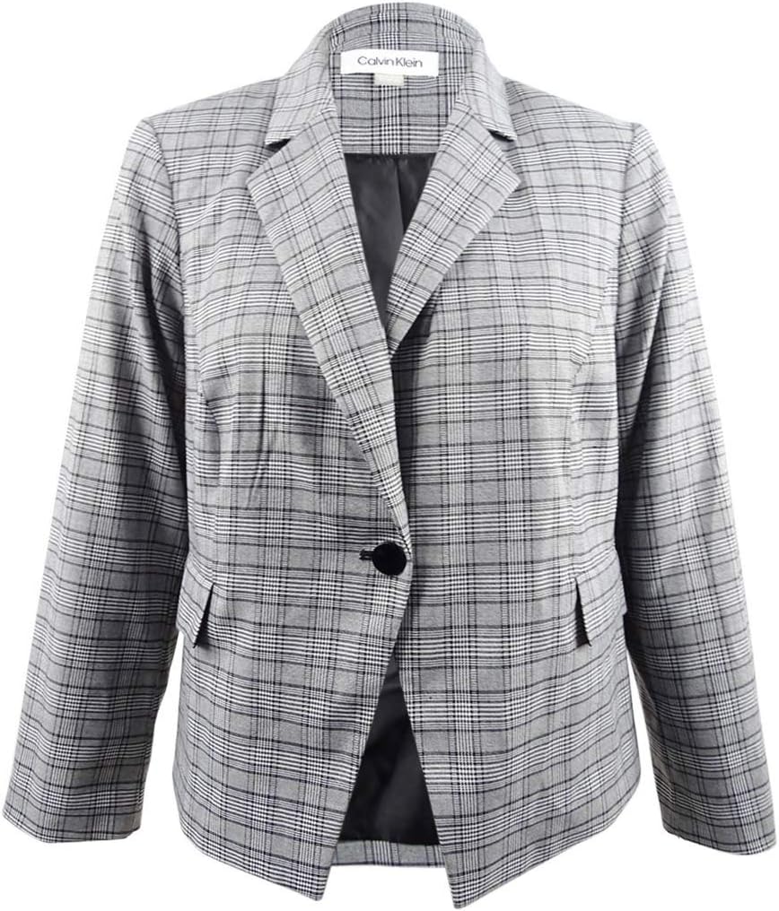 

Женский клетчатый блейзер Calvin Klein Petite на одной пуговице, Black/Cream