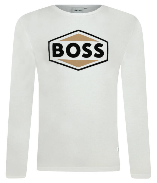 

Лонгслив детский Boss Kidswear хлопковый с логотипом бренда, белый