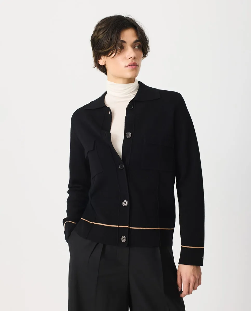 

Женская куртка с пуговицами и контрастной полоской Escorpion, черный