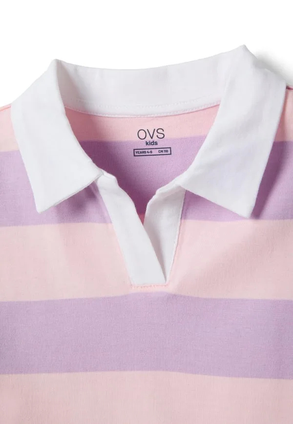 Полосатая рубашка-поло свободного кроя Ovs, Pink Purple — фото 3