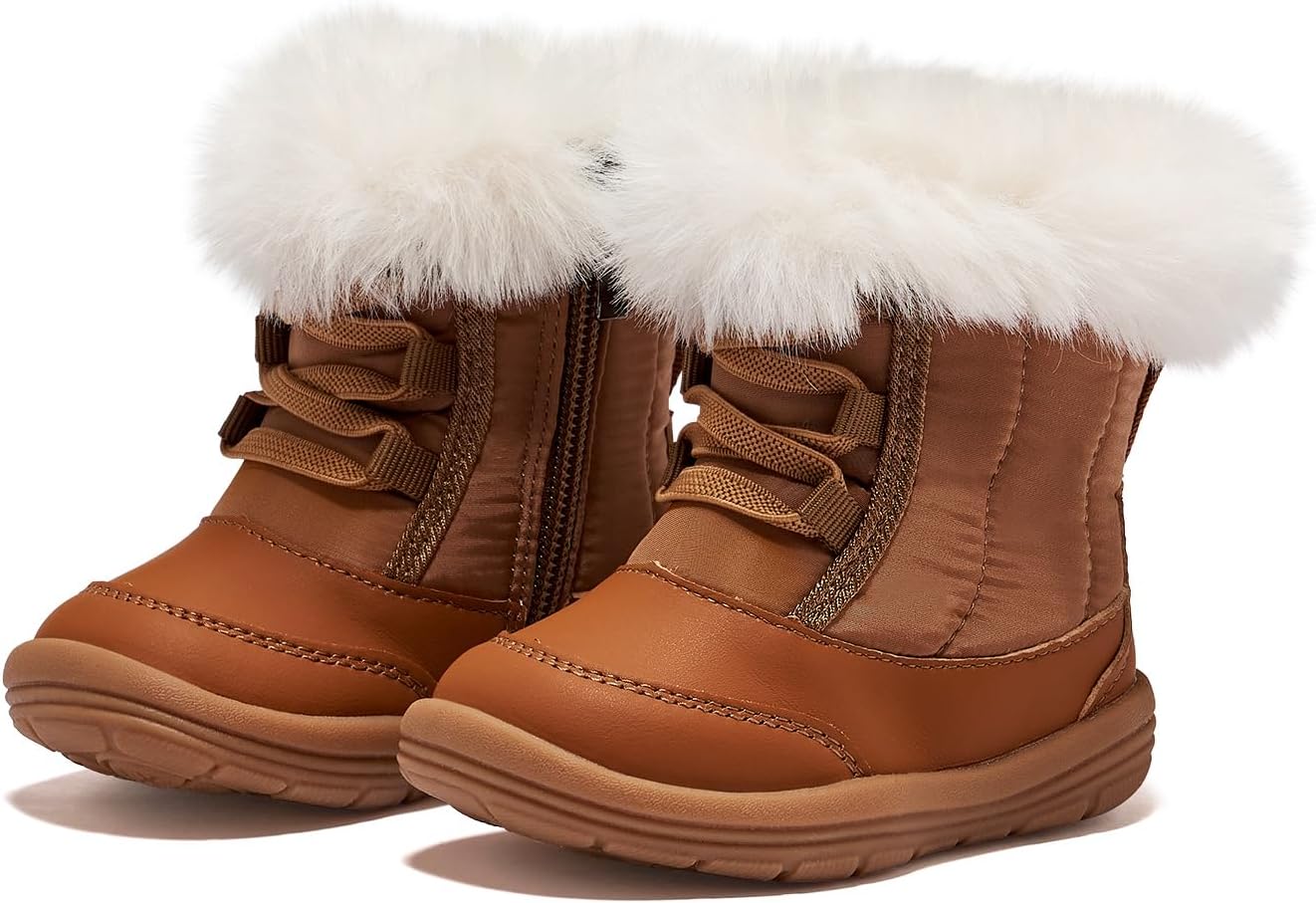 

BMCiTYBM Детские зимние сапожки для малышей Мальчики Девочки Теплые зимние ботинки Высокие ботиночки с искусственным мехом для холодной погоды на улицу, Pure Brown