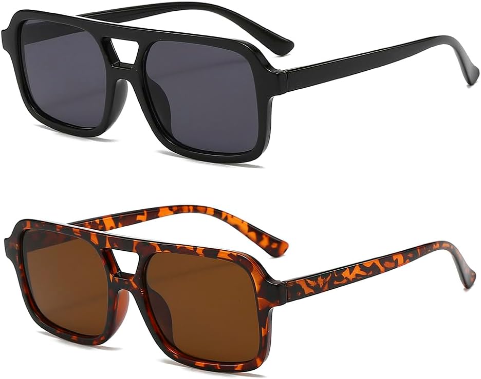 

Ретро-солнцезащитные очки-авиаторы для женщин и мужчин. Модные прямоугольные солнцезащитные очки с тонировкой. Винтажные очки в стиле 70-х Laurinny, Black/Grey+tortoise/Brown