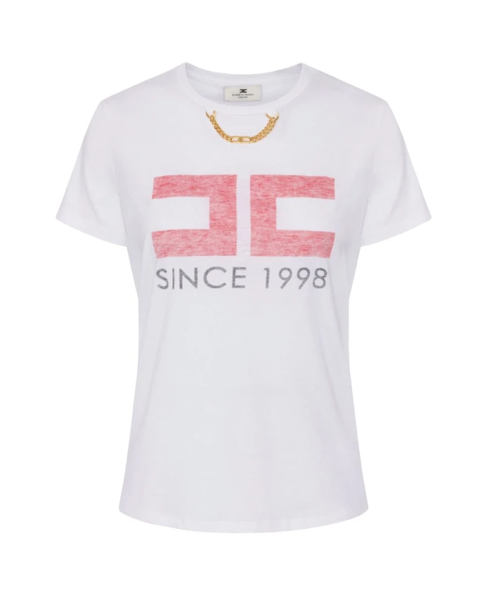 

Хлопковая футболка с логотипом Elisabetta Franchi, белый