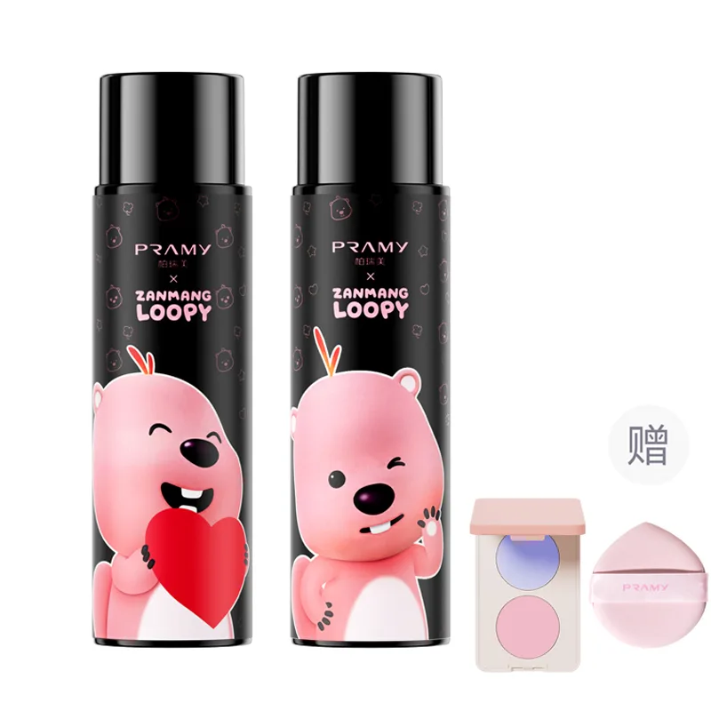 PRAMY Спрей для макияжа Loopy Collaboration для стойкости и контроля жирного блеска, Loopy Soft Focus Matte 100ml+Water Bright Glossy 100ml — фото 3
