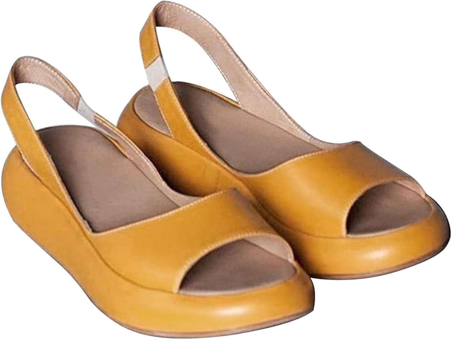 

Женские сандалии на танкетке ZWRXW с открытым носком, ортопедической поддержкой свода, нескользящей платформой, с удобной посадкой, легкие летние сандалии на каблуке, подходящие для повседневной и праздничной носки, желтый