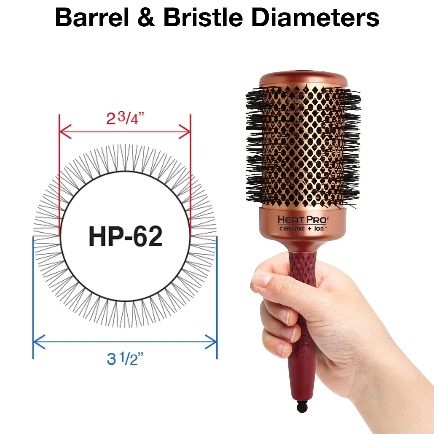 Термощетка для волос Olivia Garden HeatPro Round Thermal Hair Brush (не электрическая) 7 см, red and copper — фото 2