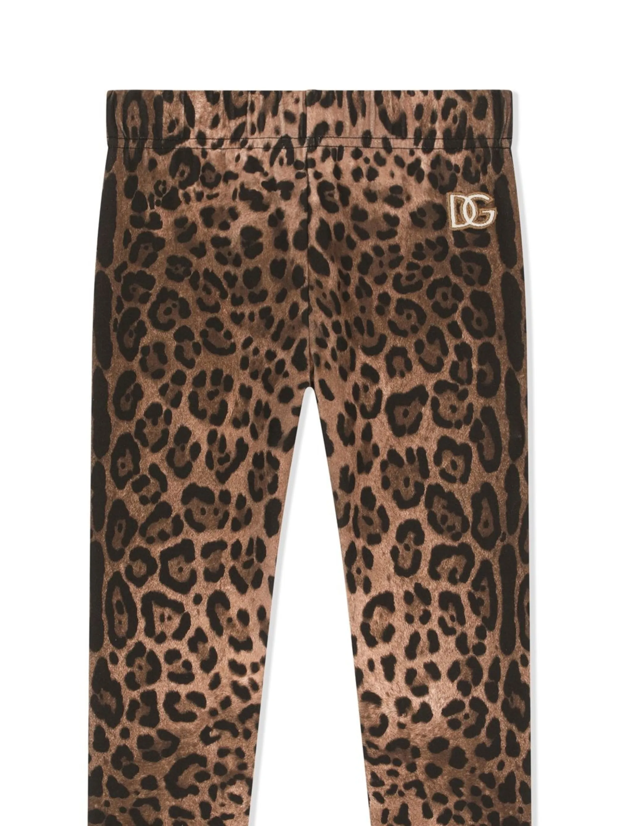 Легинсы Interlock с леопардовым принтом Dolce & Gabbana Kids, коричневый — фото 3