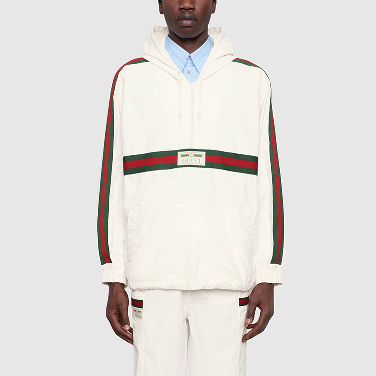 Хлопковая ветровка из парусины GUCCI, экрю — фото 3
