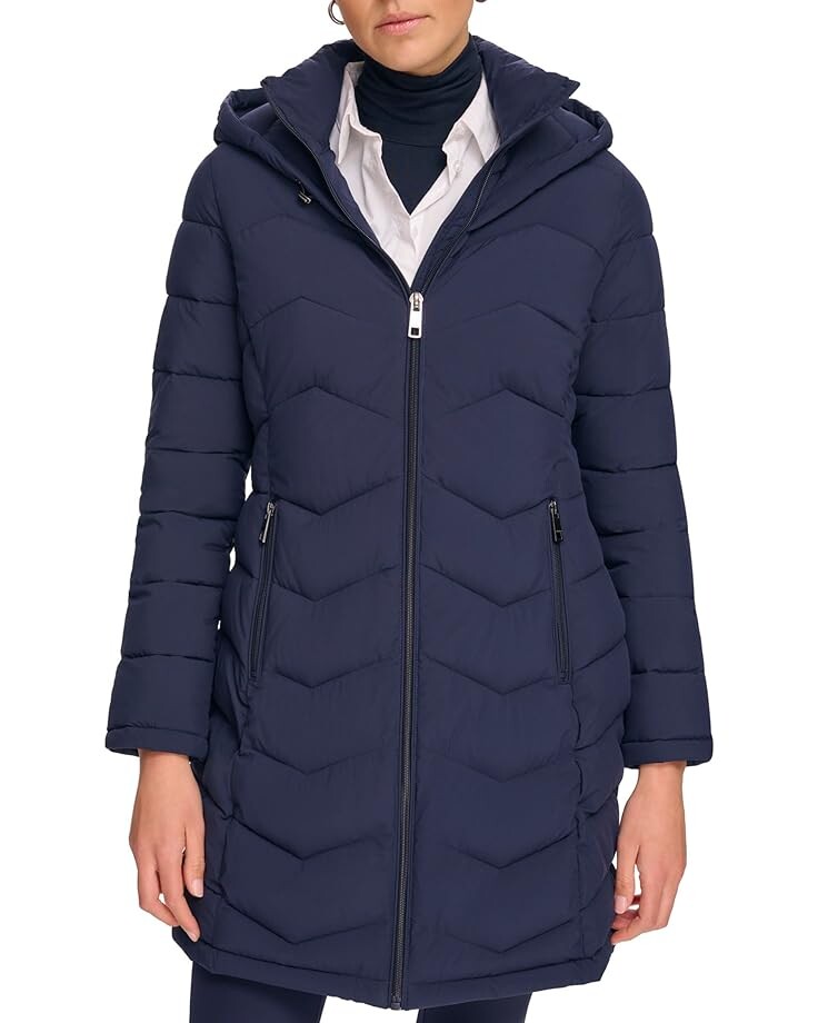 

Пуховик Calvin Klein Bibbed Walker Puffer, цвет Dark Navy