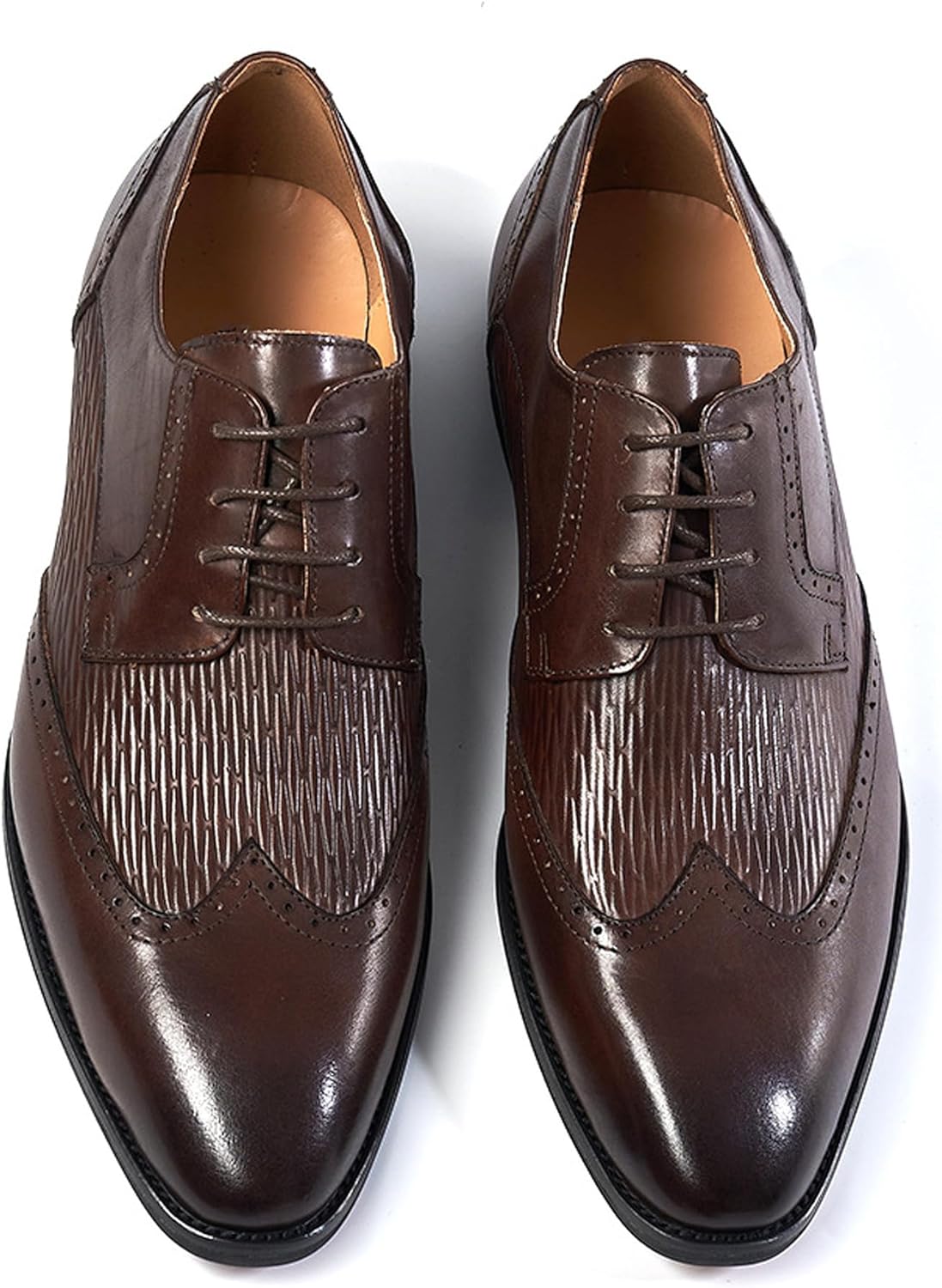 

Мужские туфли-оксфорды Santimon, классические дерби из натуральной кожи с декоративным носком «вингтип», Coffee