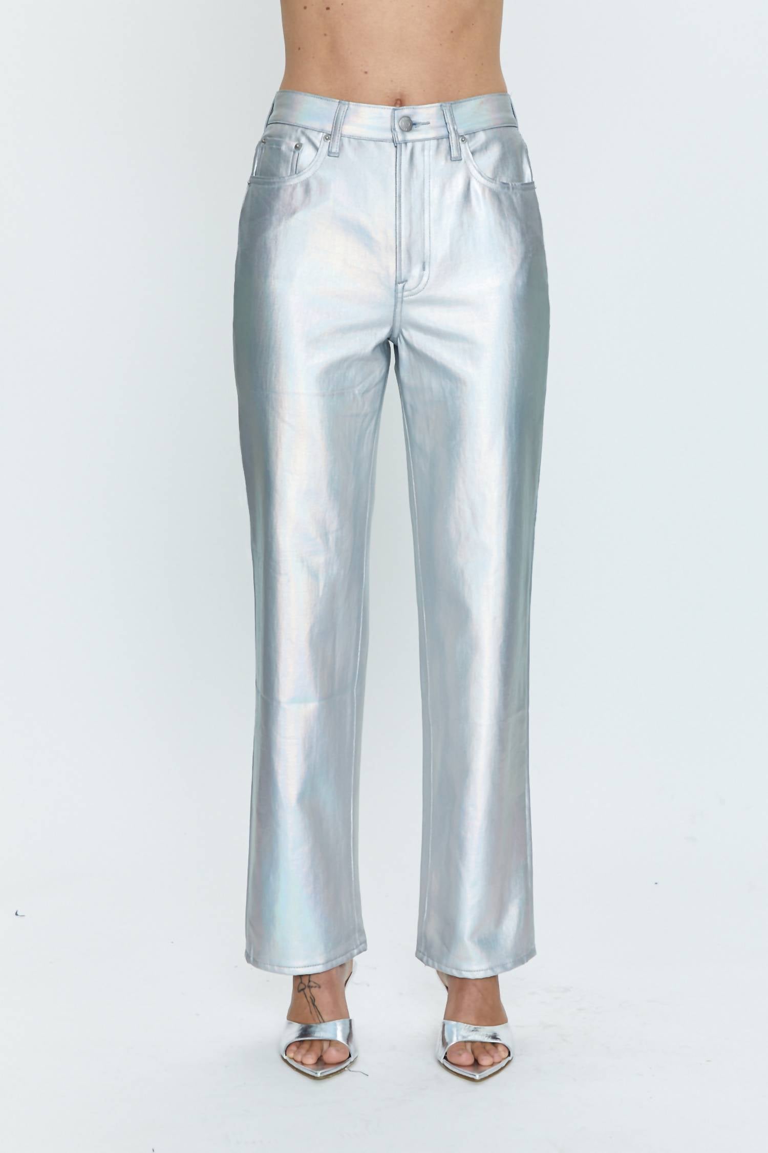 

Прямые брюки Cassie High Rise с покрытием Prism PISTOLA, цвет coated prism