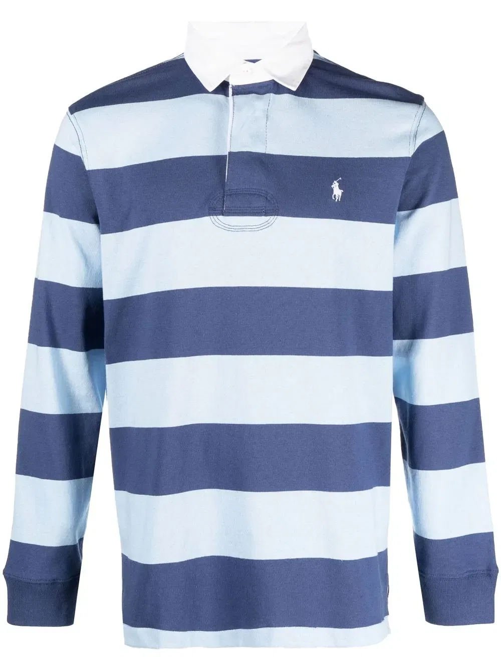 Полосатая рубашка-поло с вышитым логотипом Polo Ralph Lauren, синий