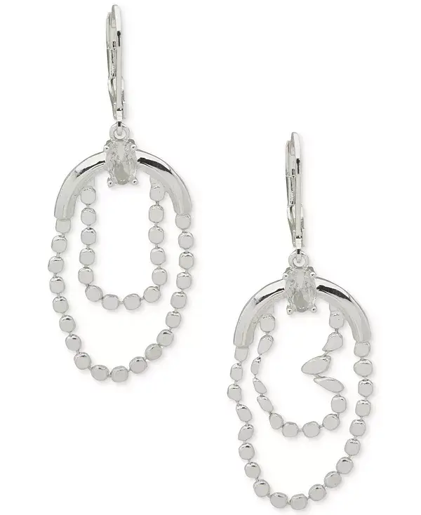 

Серьги-Подвески с двойной плоской цепочкой из кубического циркония серебристого оттенка Anne Klein, crystal