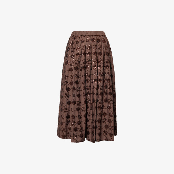 

Юбка миди из хлопка с пайетками Tempra Weekend Max Mara, коричневый