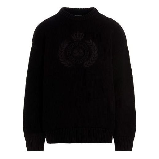 

Свитер Balenciaga BB Laurel Crown Logo Crewneck Knitted Sweater 'Black', черный