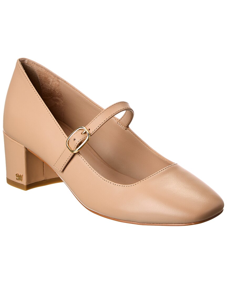 Туфли-лодочки Мэри Джейн Stuart Weitzman Louise 50 Block Leather, бежевый