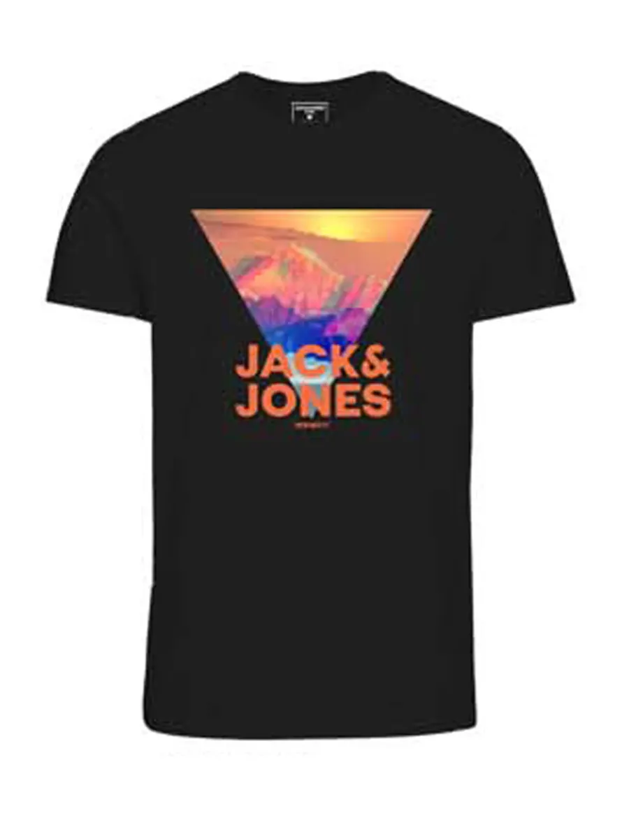 

Рубашка с короткими рукавами Jack & Jones "JCOLOGO PRINT TEE SS CREW NECK FST", черный