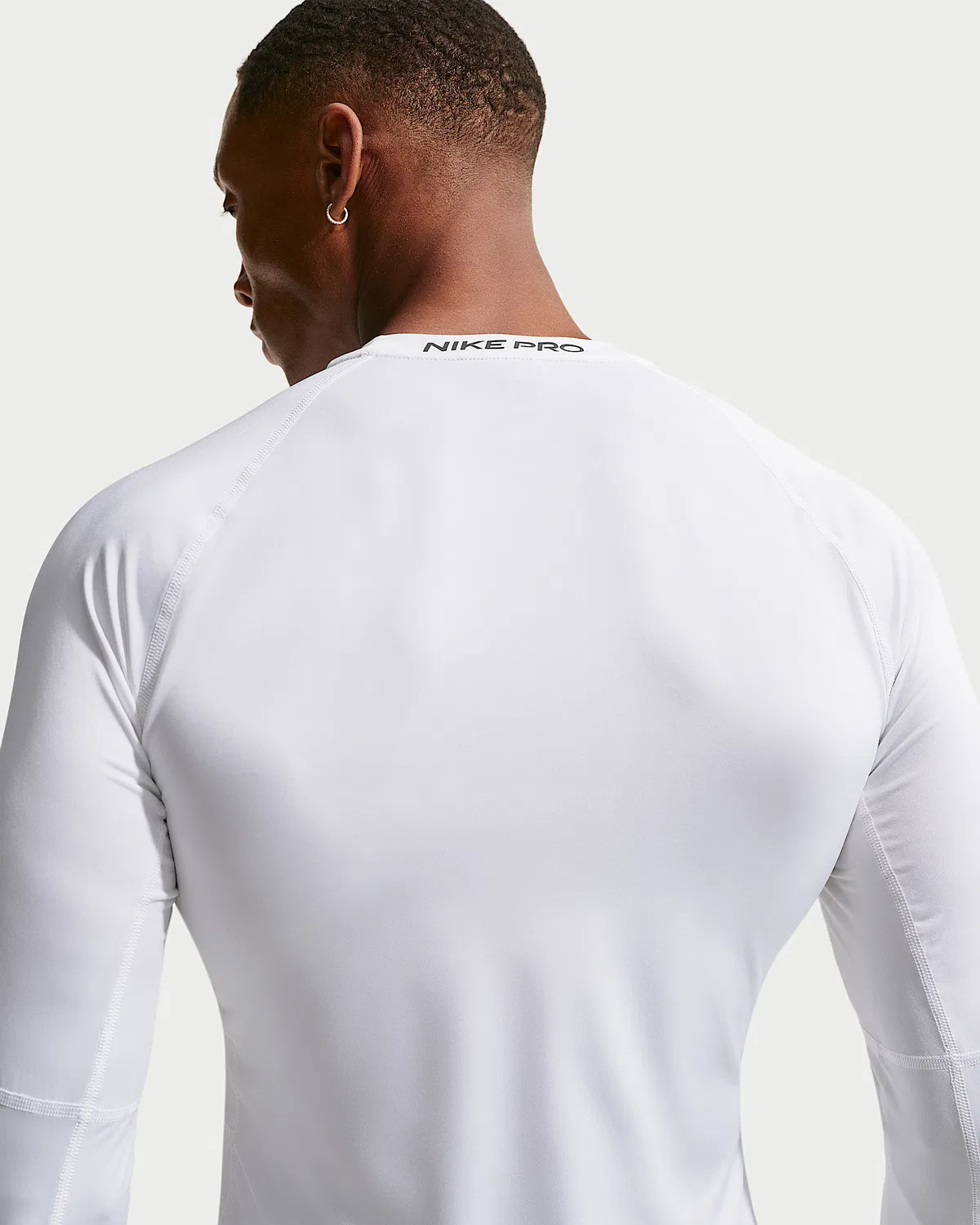 Мужская облегающая футболка с длинным рукавом Nike Pro Dri-FIT, White/Black — фото 2