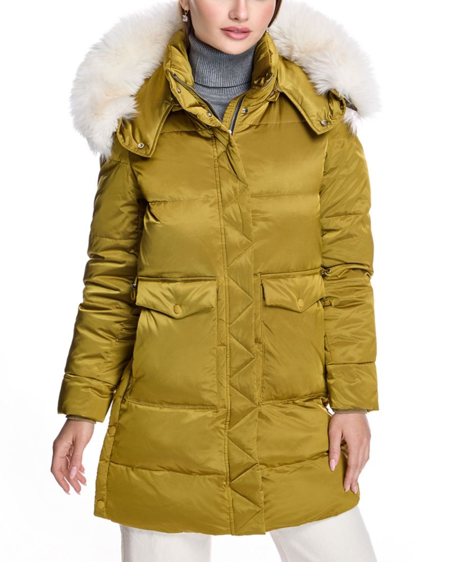 

Женское пуховое пальто с отделкой из овчины Julia & Stella By Maximilian, Mustard