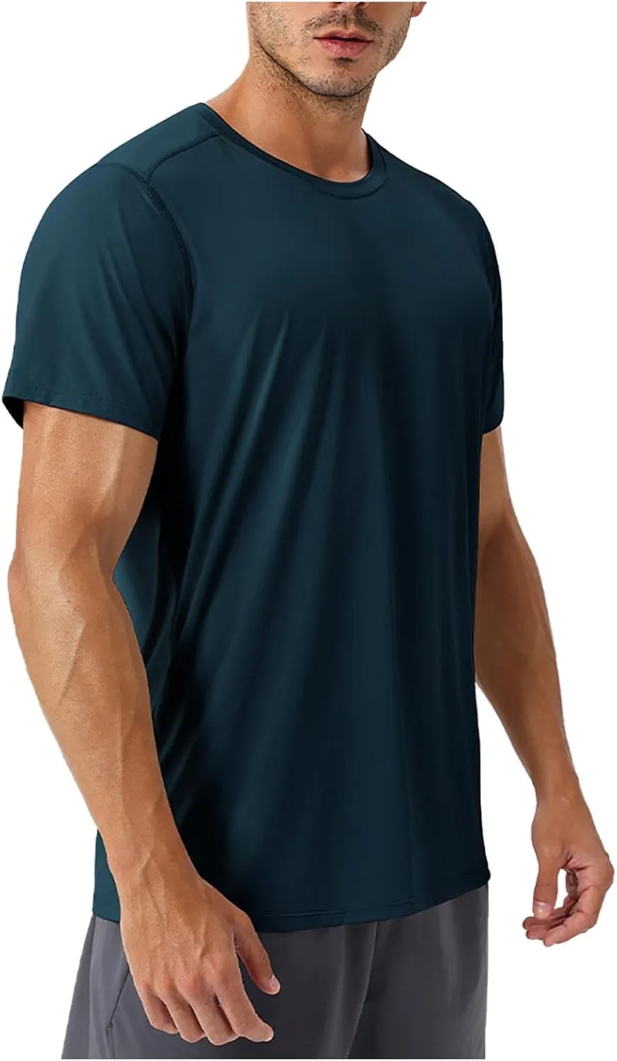 

Мужская футболка с коротким рукавом и круглым вырезом, однотонная, легкая