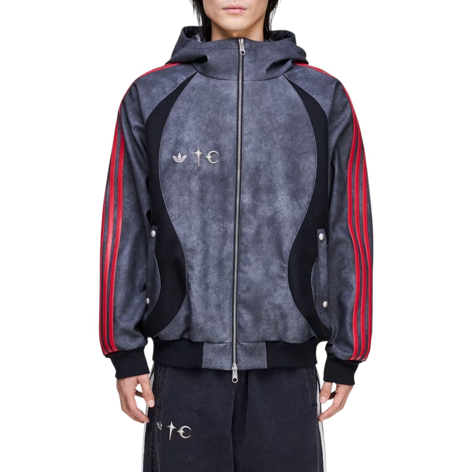 Куртка из искусственной кожи Adidas x THUG CLUB TEAMGEIST «Black Antique Silver» — фото 3