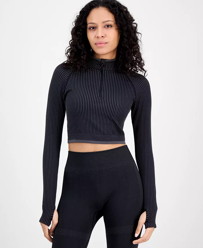 

Толстовка Women's Half-Zip Crop Long-Sleeve Top ID Ideology, черный