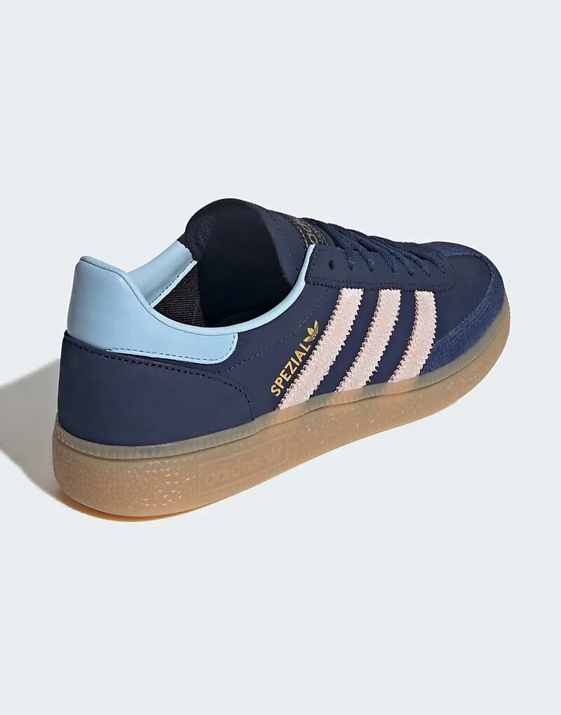 Кроссовки Adidas Originals Handball Spezial темно-синего и светло-розового цветов — фото 4